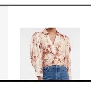Express Floral Wrap Front Top |
Color: Cream | Size: L